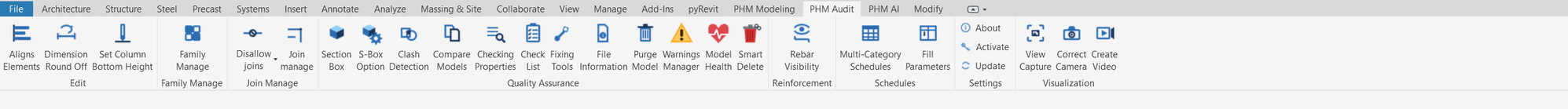 Ribbon tab PHM Audit